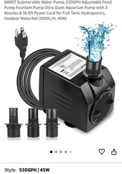 530GPH Submersible Water Pump Ultra Quiet 3 Nozzles