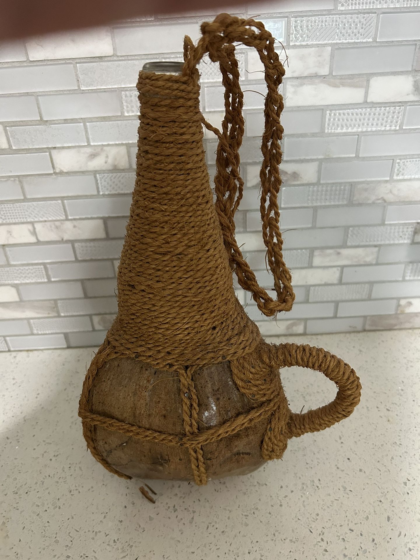 Very unique wrapped coconut bottle