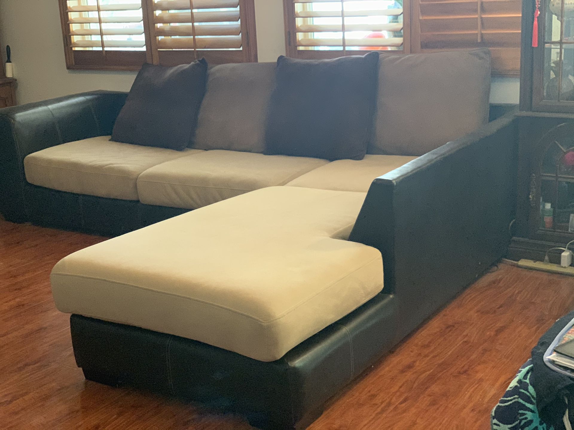 Genuine leather sectional couch