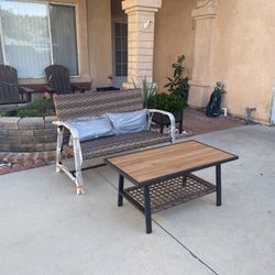 New 2pc outdoor patio loveseat with sturdy coffee table