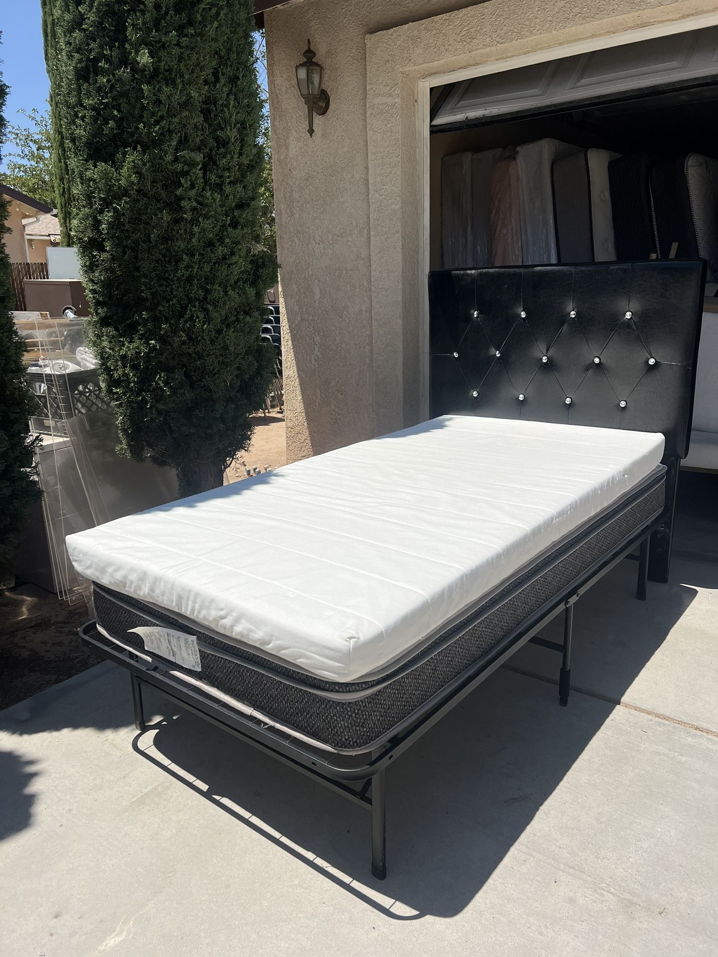 Twin Headboard, Mattress, & Metal Frame! 