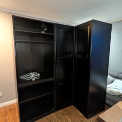 Standing dresser and wardrobe set, bedroom furniture - Ikea PAX/Grimo - black