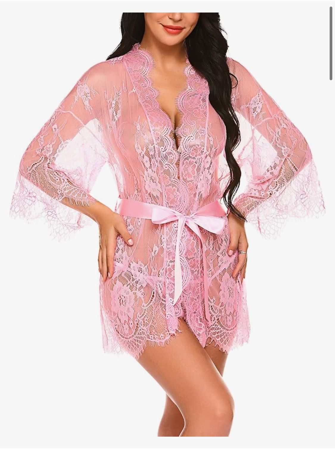 Avidlove Lingerie Robes for Women Sheer Kimono Robe Nightgowns V Neck Sleepwear