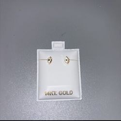 14K Solid Gold Evil Eye Stud Earrings – Minimalist Protection Jewelry