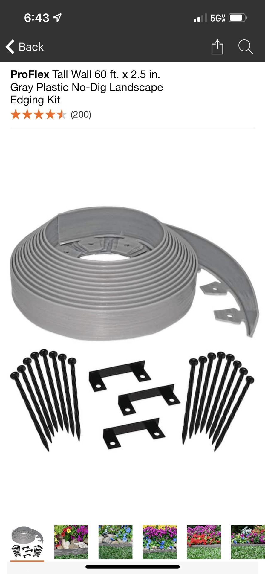 ProFlex Tall Wall 60 ft. x 2.5 in. Gray Plastic No-Dig Landscape Edging Kit