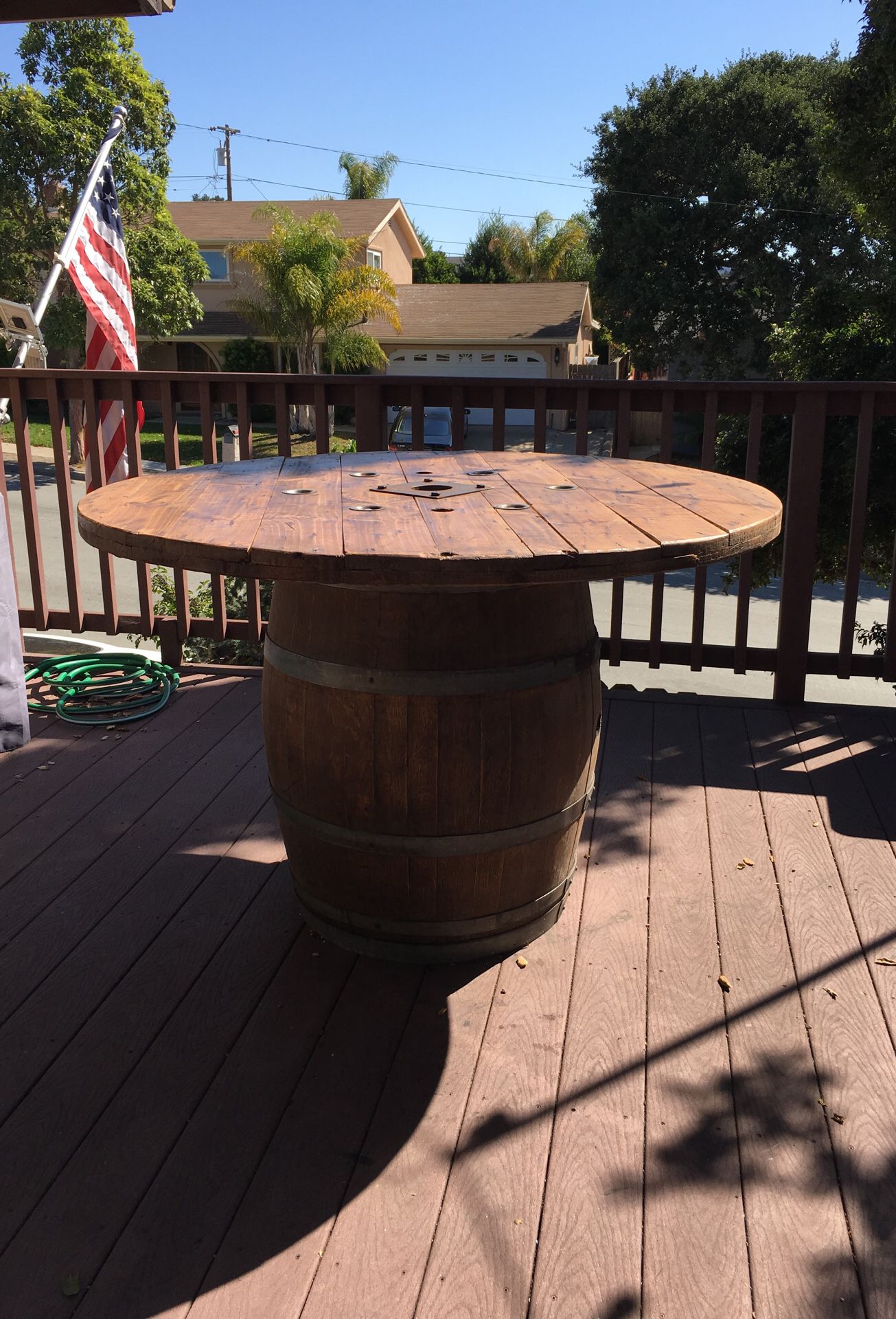 Custom wine barrel table