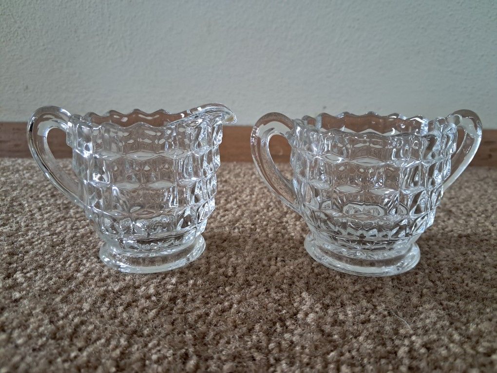 Glass Creamer & Open Sugar Bowl