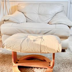 Leather Chair + Ottoman – Very Comfortable