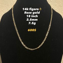 14k Rose Gold Figaro Chain