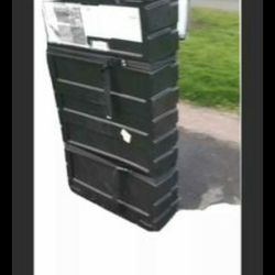 50 x27x7 in Black storage box on 2 rolling wheels,Strap to lock, Great  storing