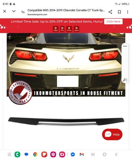 Trunk Spoiler Corvette 14-19 #116