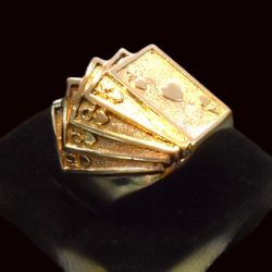 14K GOLD MENS CARD RING (16.7GR)