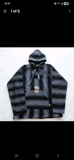 Artisan Made Hoodie Baja,Surfer Black & White - 1 X  (Made in Mexico)