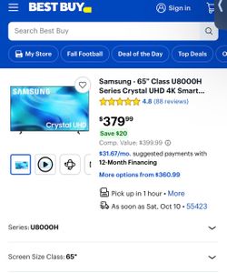 Tv 65 “ Samsung class