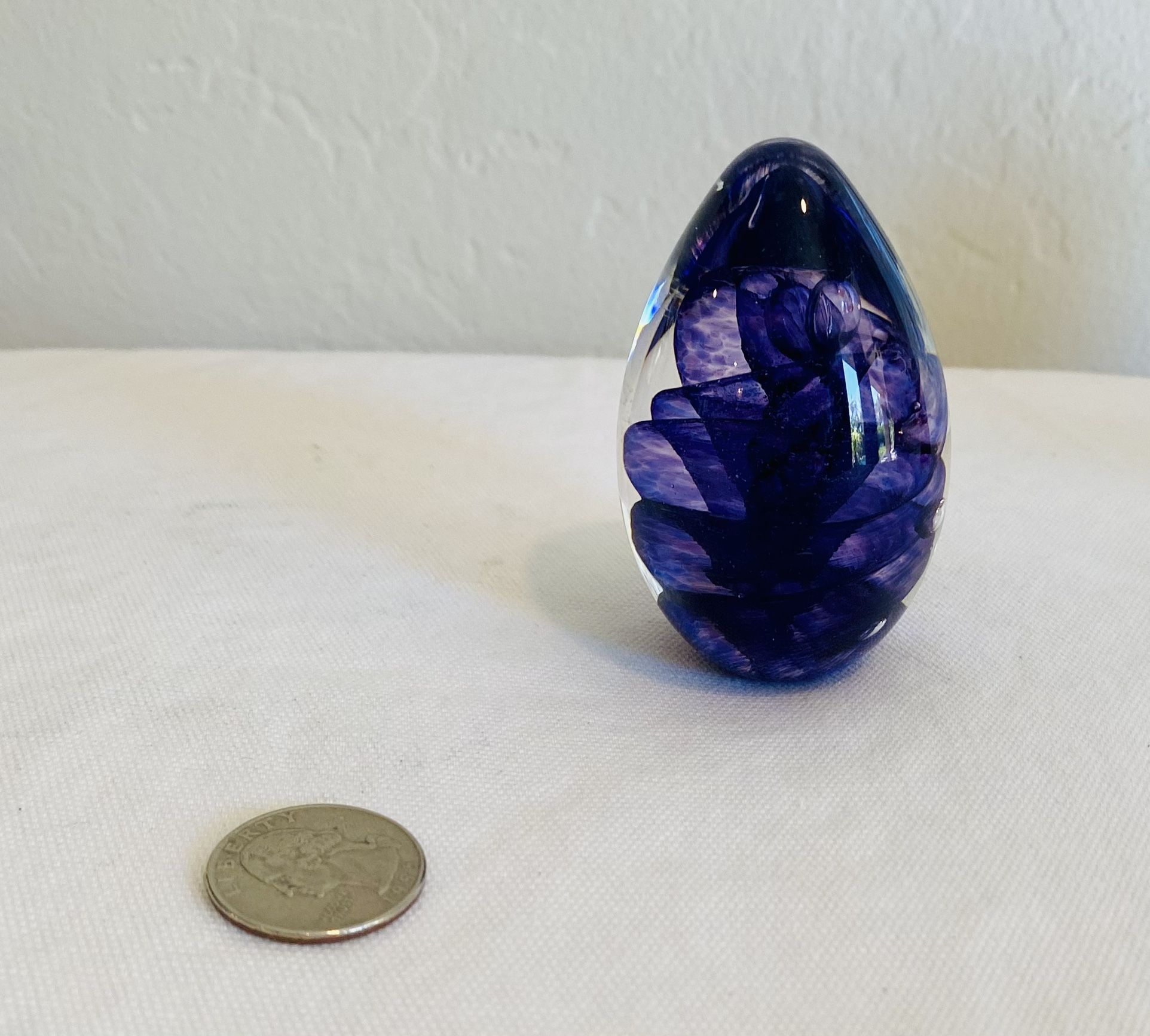 Glass Eye Studio egg paperweight purple