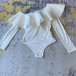 White One Shoulder Bodysuit 