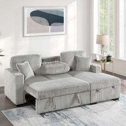 ✅️✅️2-Piece Convertible Sectional
Sleeper Sofa W/Fold-Down Table & Chaise Storage✅️