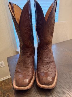 Brown Ostrich Leather Cowboy Boots