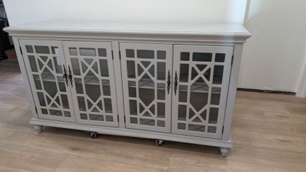 Sideboard 72*18 in light grey with glass doors