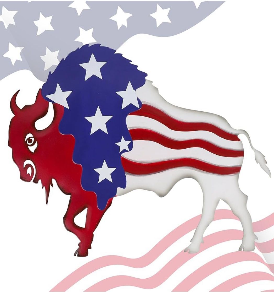 Patriotic Bison Wall Decoration Indoor/Outdoor NEW