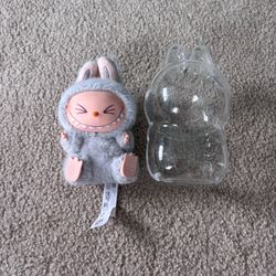 Pop Mart The Monster Labubu Have a Seat Vinyl Plush Grey Hehe with Protection Case