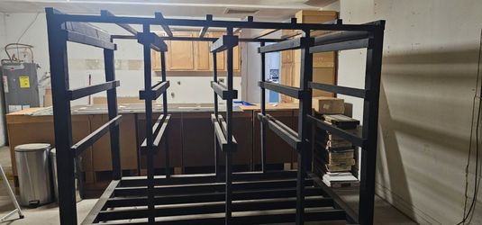 Large Black Wood Storage Container Shelving Unit