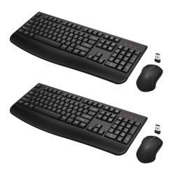 Wireless Keyboard and Mouse Combo, Full-Sized 2.4GHz Wireless Keyboard with Comfortable Palm Rest and Optical Wireless Mouse for Windows, Mac OS PC/De