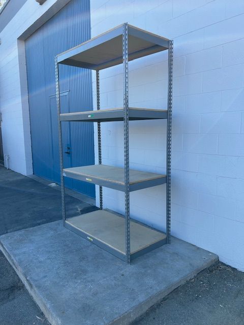 4 Tier Shelving 48 in W x 24 in D American Made Used Heavy Duty Steel Boltless Storage Rack Delivery Available