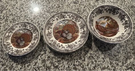 Wildlife Transfer Ware Plates and Bowl Set