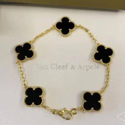 Van Cleef & Arples 5 Motif Clover VCA Bracelet Onyx