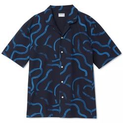 Frank And Oak NWT The Abstract Camp Shirt SIZE MEDIUM  Blue MSRP $89