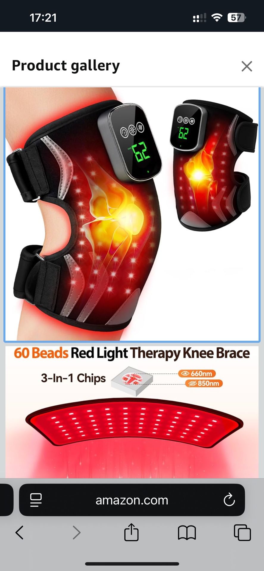 Red Light Therapy Knee Brace with Massage, 3 Vibration Knee Massager with 660nm 850nm Infrared Red Light, 5000mAh Cordless Electric Heated Knee Wrap f