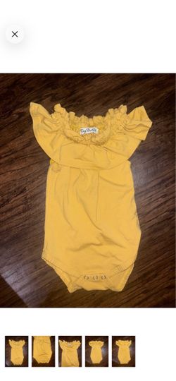 Size 80  (12-24M) Yellow Ruffle Baby Onesie Bodysuit