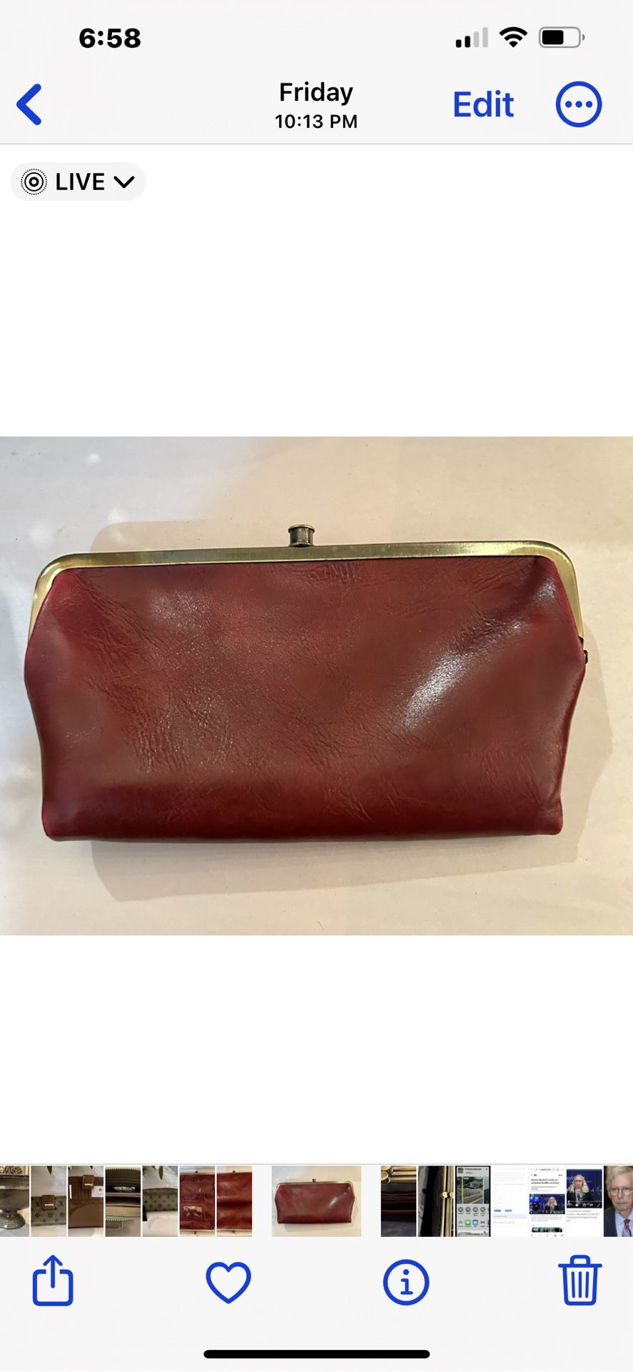 Vintage Leather Hobo Bag Or Wallet In Fantastic Condition 