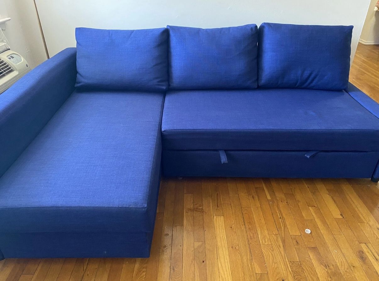 Blue Sleeper Sectional with Reversable Chaise