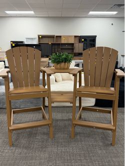 Tall Adirondack Chairs Set of 2, HDPE High Adirondack Chairs with Double Removable Trays, All Weather Outdoor Barstools for Patio, Balcony, Backyard, 