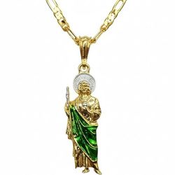 Saint Jude Tadeo Necklace Figaro Chain Cadena de San Judas Tadeo 