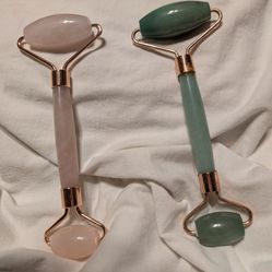 Pink Quartz & Aventurine  Crystal Face Roller SET