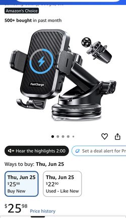 Wireless Car Charger with Phone Holder Mount