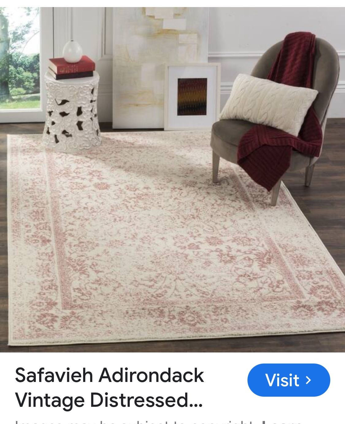 Safavieh Adirondack Vintage Distressed Ivory / Rose Rug - 8' x 8'