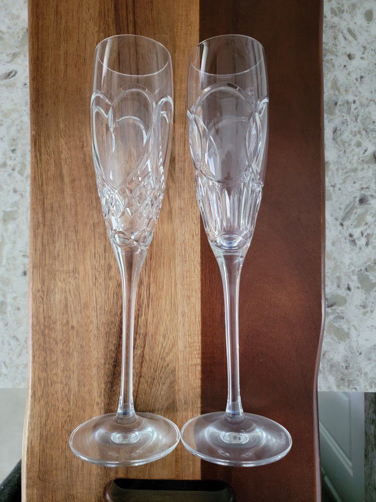 Waterford Crystal Heart Wedding Champagne Flutes