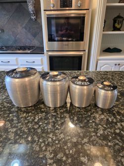 MCM Vintage Spun Aluminum 4-Piece Kitchen Canister Set