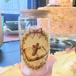 Cross with Bible Glass Tumbler