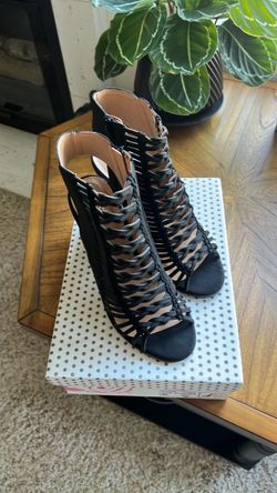 Black Strappy Gladiator Heeled Sandals