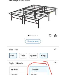 Full Size Bed Frame, Mattress, Protector, Bed Sheets