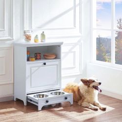 Pet Feeding Station Furniture with 2 Elevated Dog Bowls