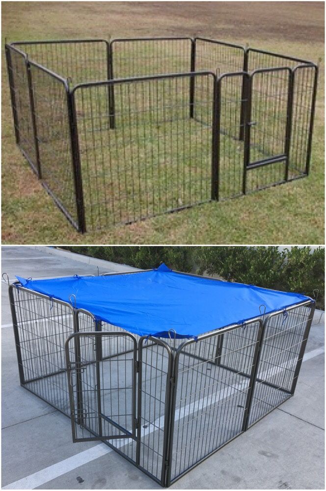 New in box 32” tall x 32” wide each panel x 8 panels heavy duty exercise playpen fence safety gate dog cage crate kennel (Not include tarp) 