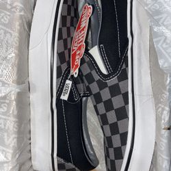 Vans Black And Gray Checkered Slip On