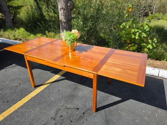 MARVELOUS Vintage Danish Modern Teak Dining Table 2 Extensions Leaves