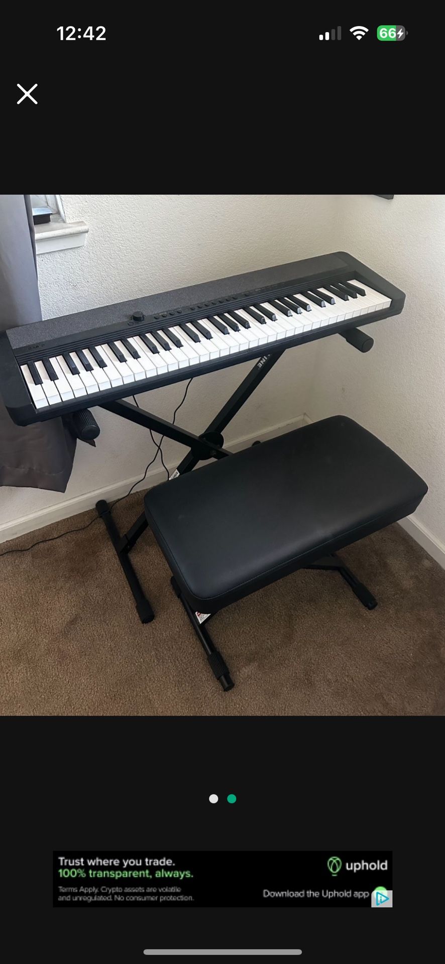 Casio Keyboard Piano With Bench & Stand!